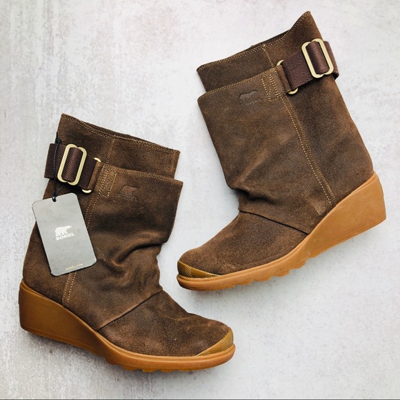SOREL Toronto Brown Suede Wedge Boots Waterproof 8 - Picture 2 of 10